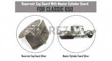 For Royal Enfield Classic 650 Master Cylinder Guard and Reservoir Cap Guard Silver - SPAREZO For Royal Enfield Classic 650 Master Cylinder Guard and Reservoir Cap Guard Silver - SPAREZO